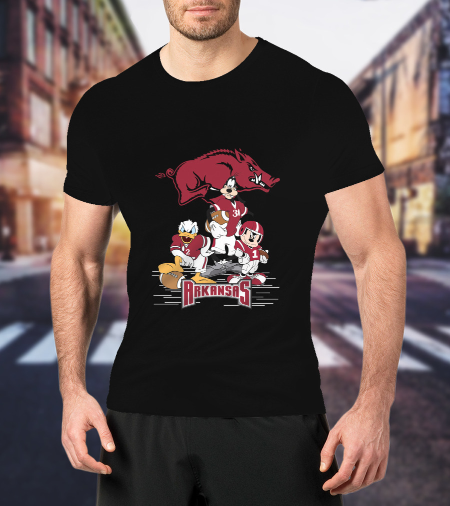 Arkansas Razorbacks Football Disney Characters T-Shirt