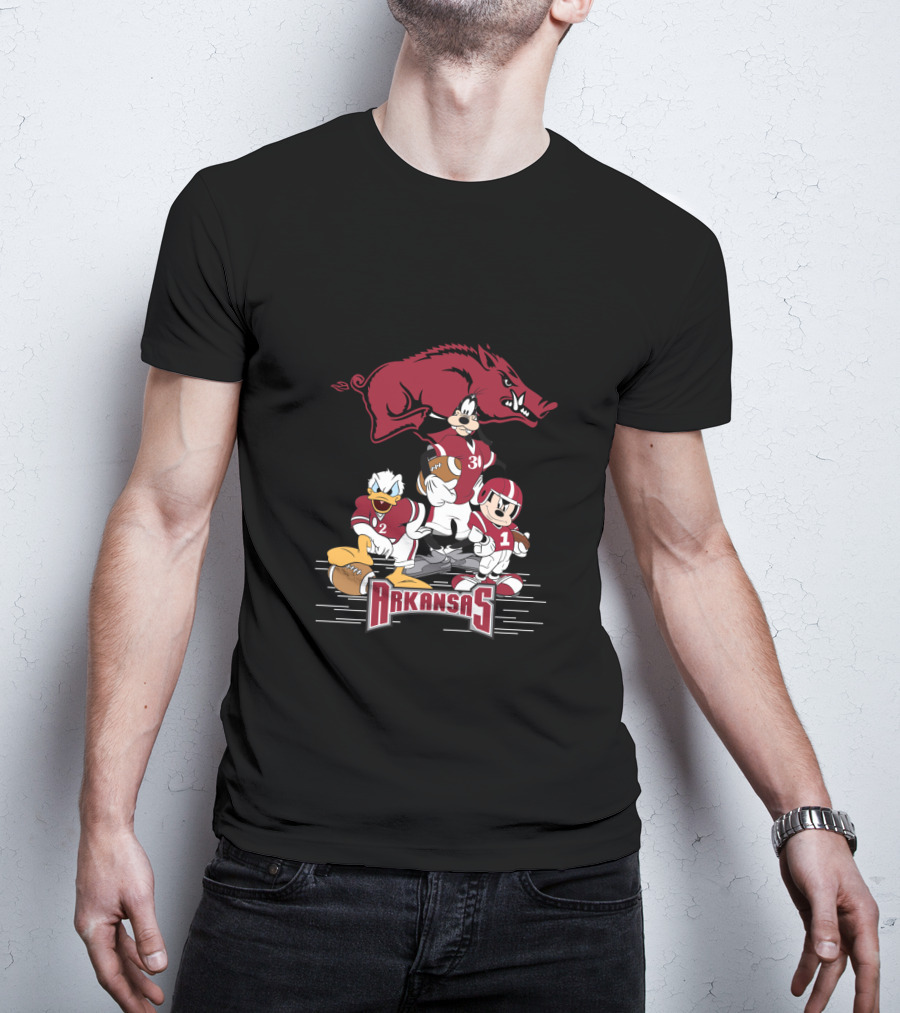 Arkansas Razorbacks Football Disney Characters T-Shirt