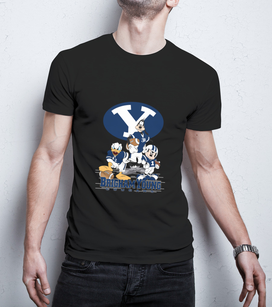 Brigham Young Cougars Mickey Donald Goofy Football Team T-Shirt