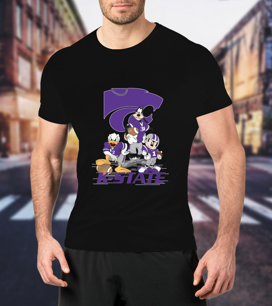K-State Wildcats Football Characters With Ksu Powercat Logo Chtnca10009 T-Shirt