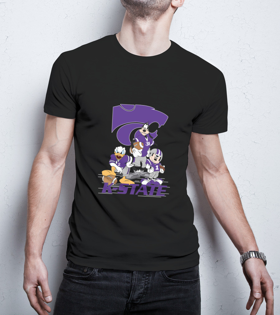 K-State Wildcats Football Characters With Ksu Powercat Logo Chtnca10009 T-Shirt