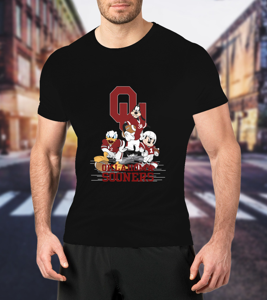 Oklahoma Sooners Disney Characters Football Team Collaboration Chtnca10012 T-Shirt
