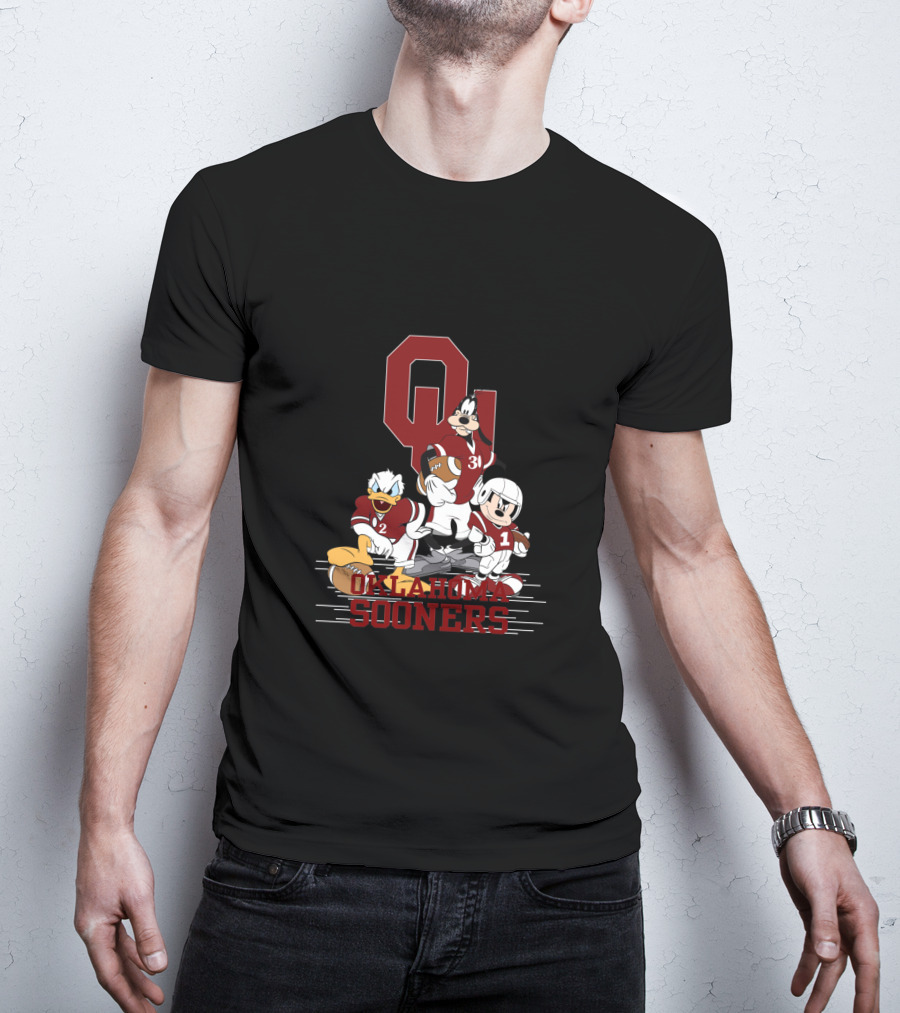 Oklahoma Sooners Disney Characters Football Team Collaboration Chtnca10012 T-Shirt