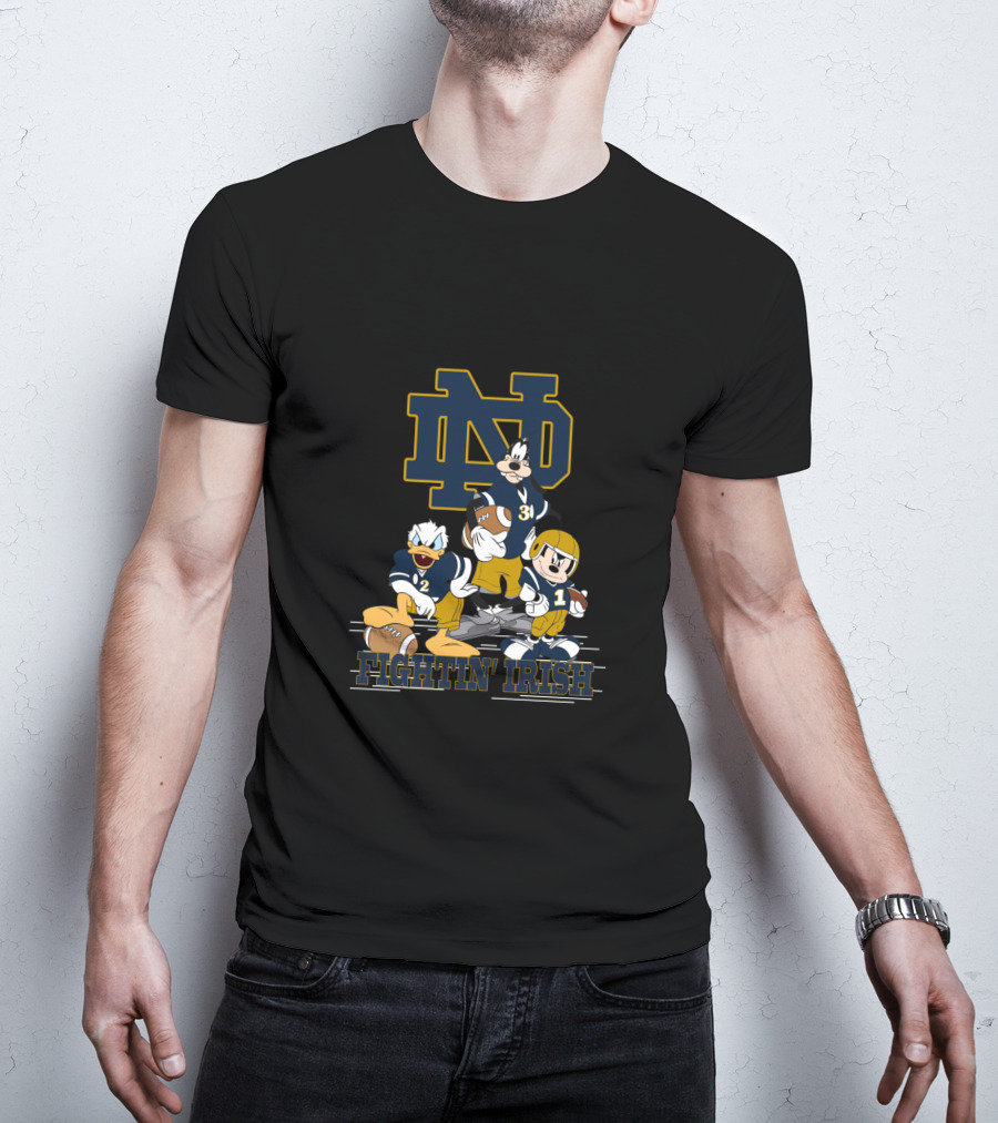 Nd Fighting Irish Mickey Donald Goofy Football Team T-Shirt