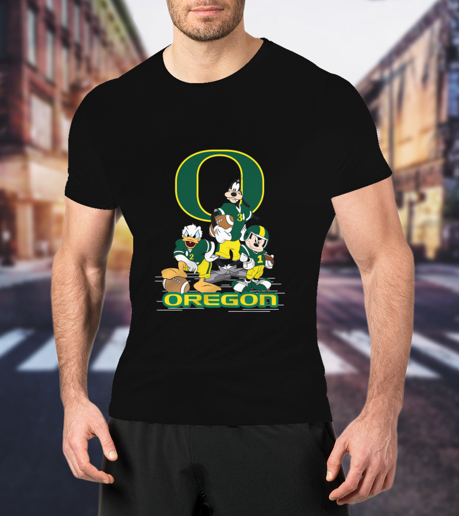 Chtnca10025 Oregon Football Donald Duck Goofy Mickey Mouse T-Shirt