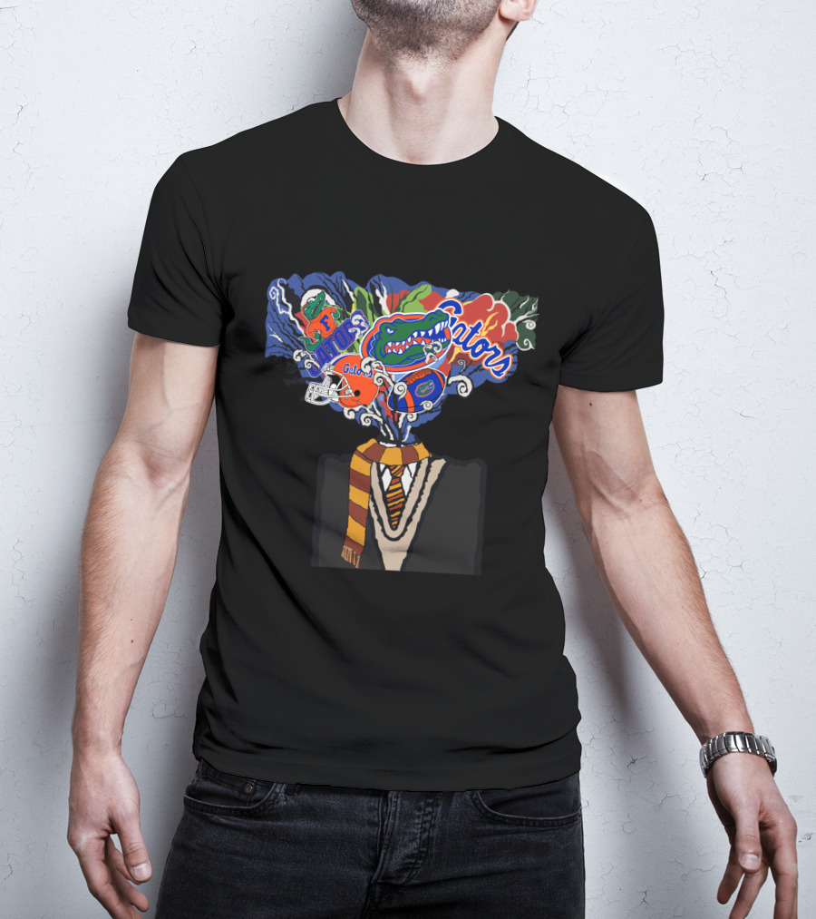 Gators Uf Football Mind-Blowing Art With Florida Team Logos And Scarf T-Shirt