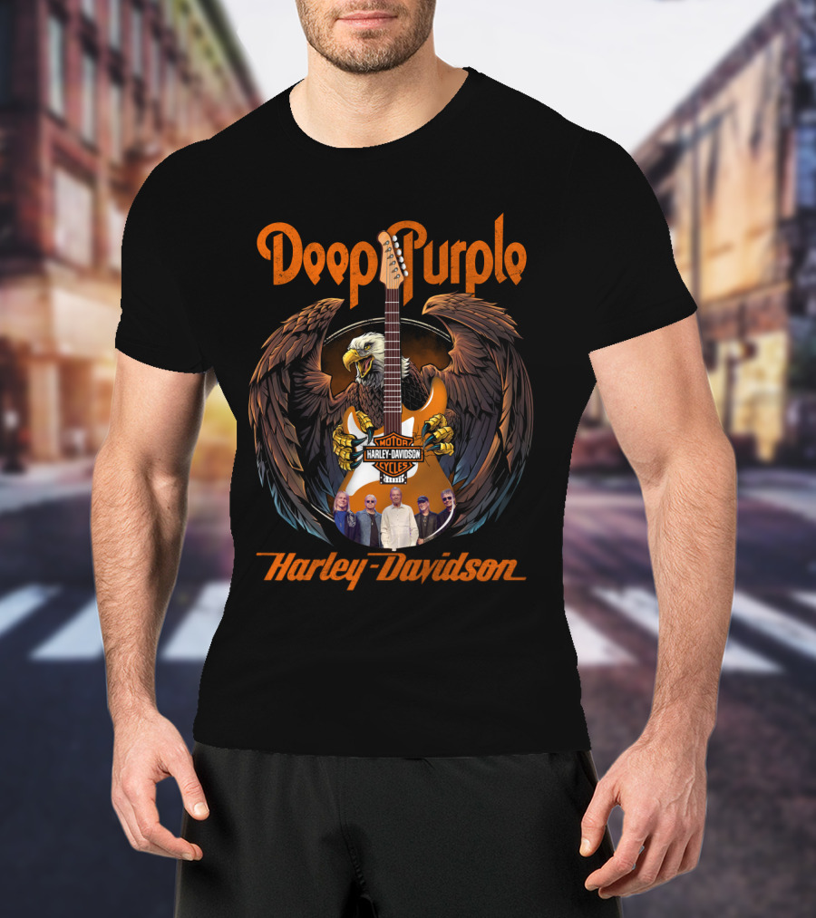 Deep Purple Harley Davidson Eagle Guitar Band Members T-Shirt