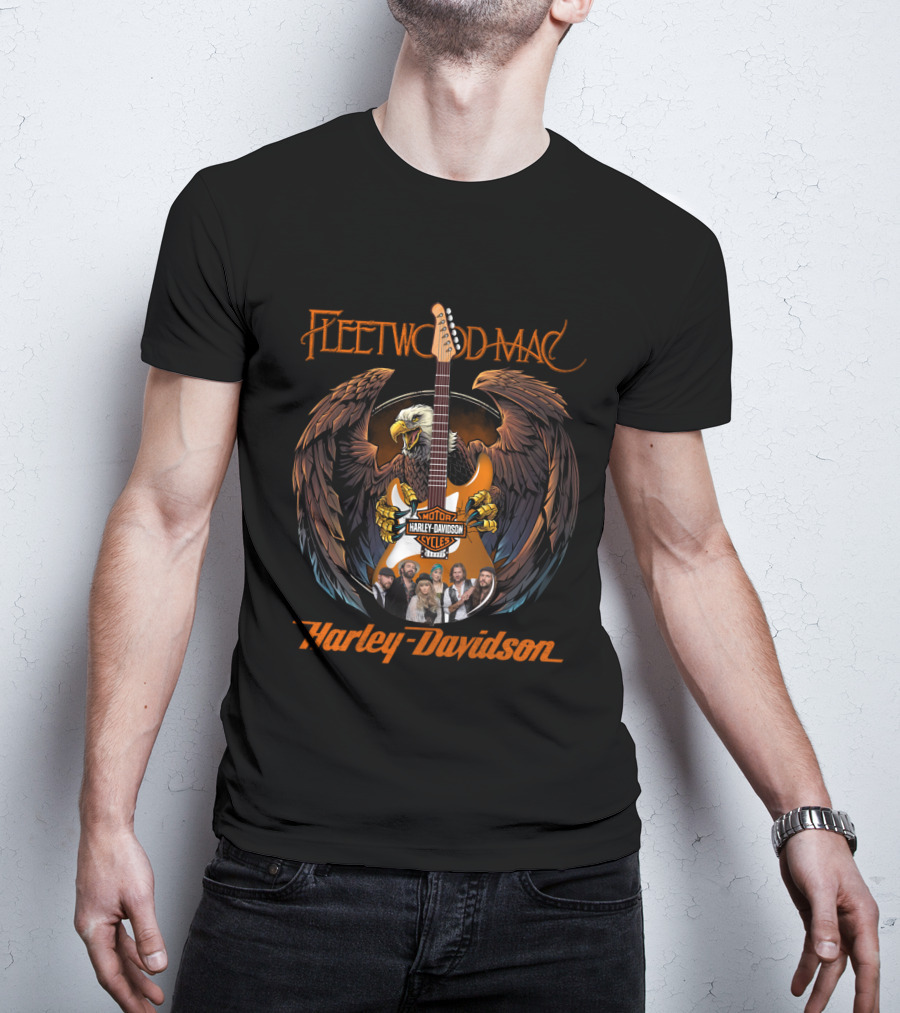 Fleetwood Mac Harley Davidson Live Styles Eagle Guitar T-Shirt
