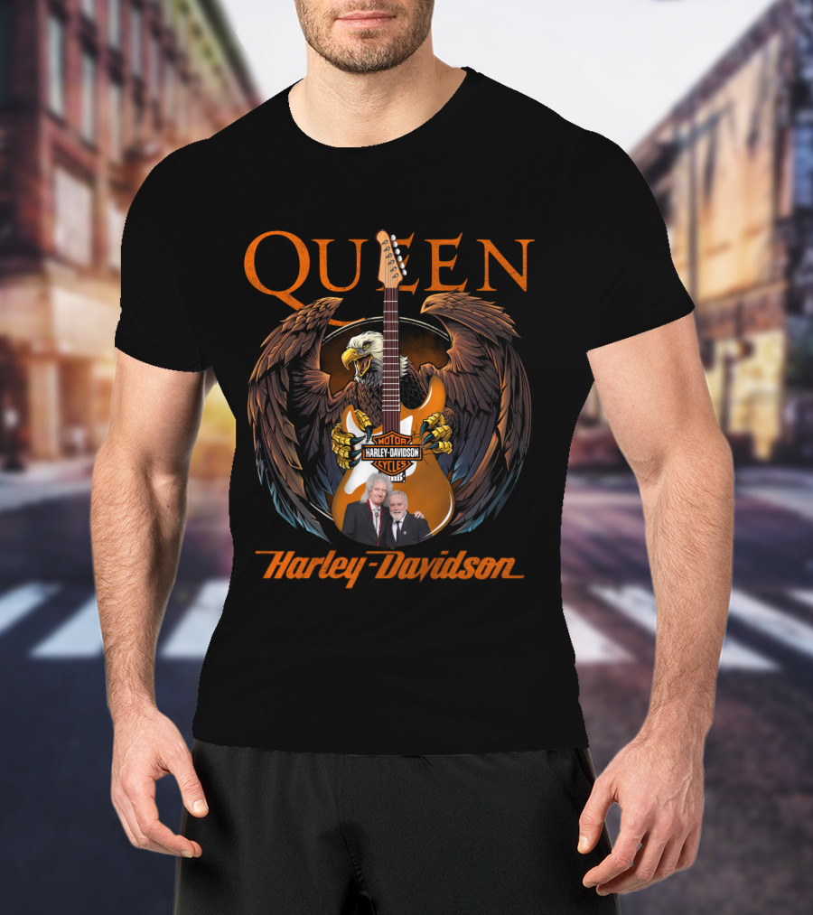 Queen Harley Davidson Motorcycles Eagle Guitar T-Shirt