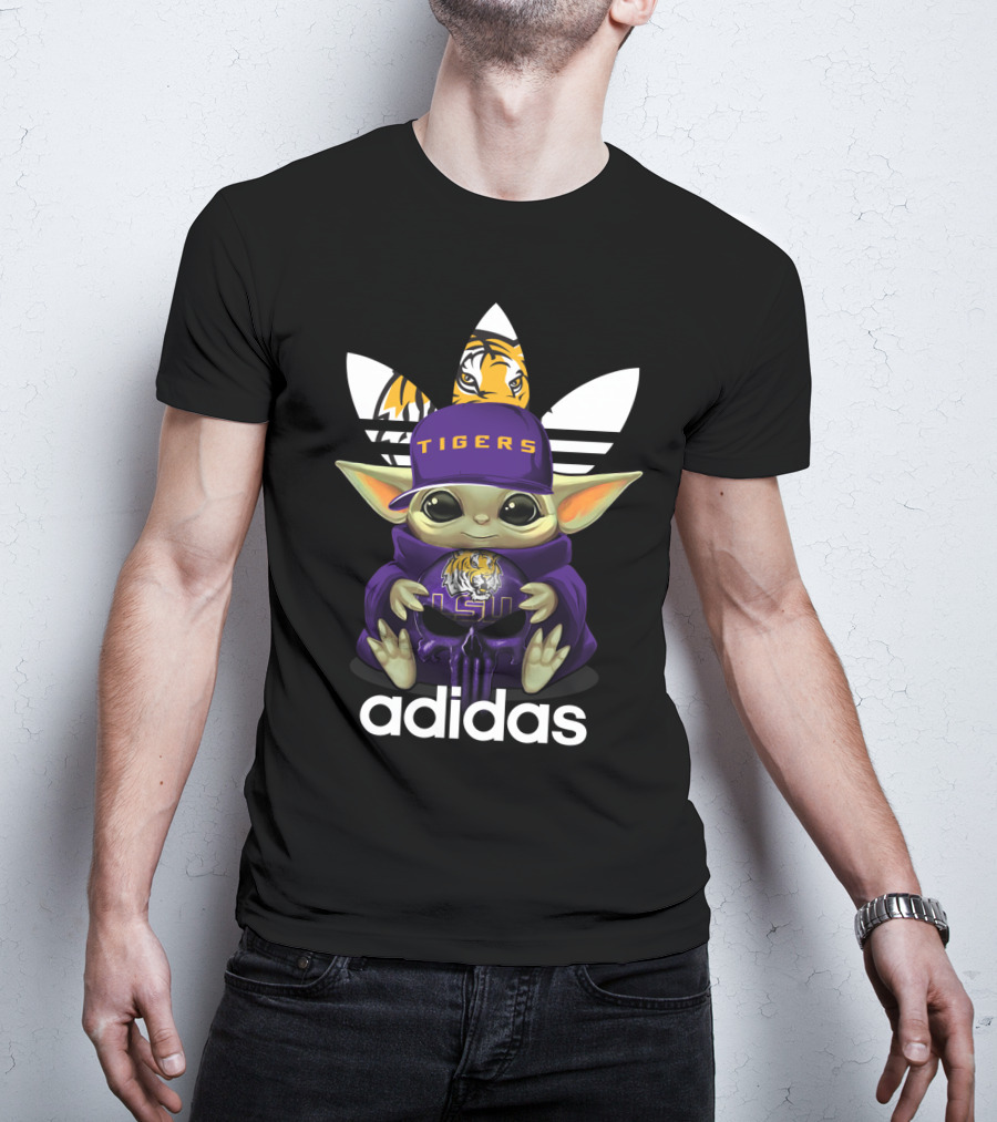 Yoda LSU Tigers Logo With Baby Yoda In Hat T-Shirt