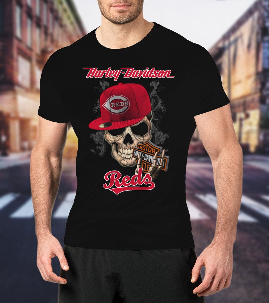 Harley Davidson Skull Reds Hat Cincinnati Reds T-Shirt