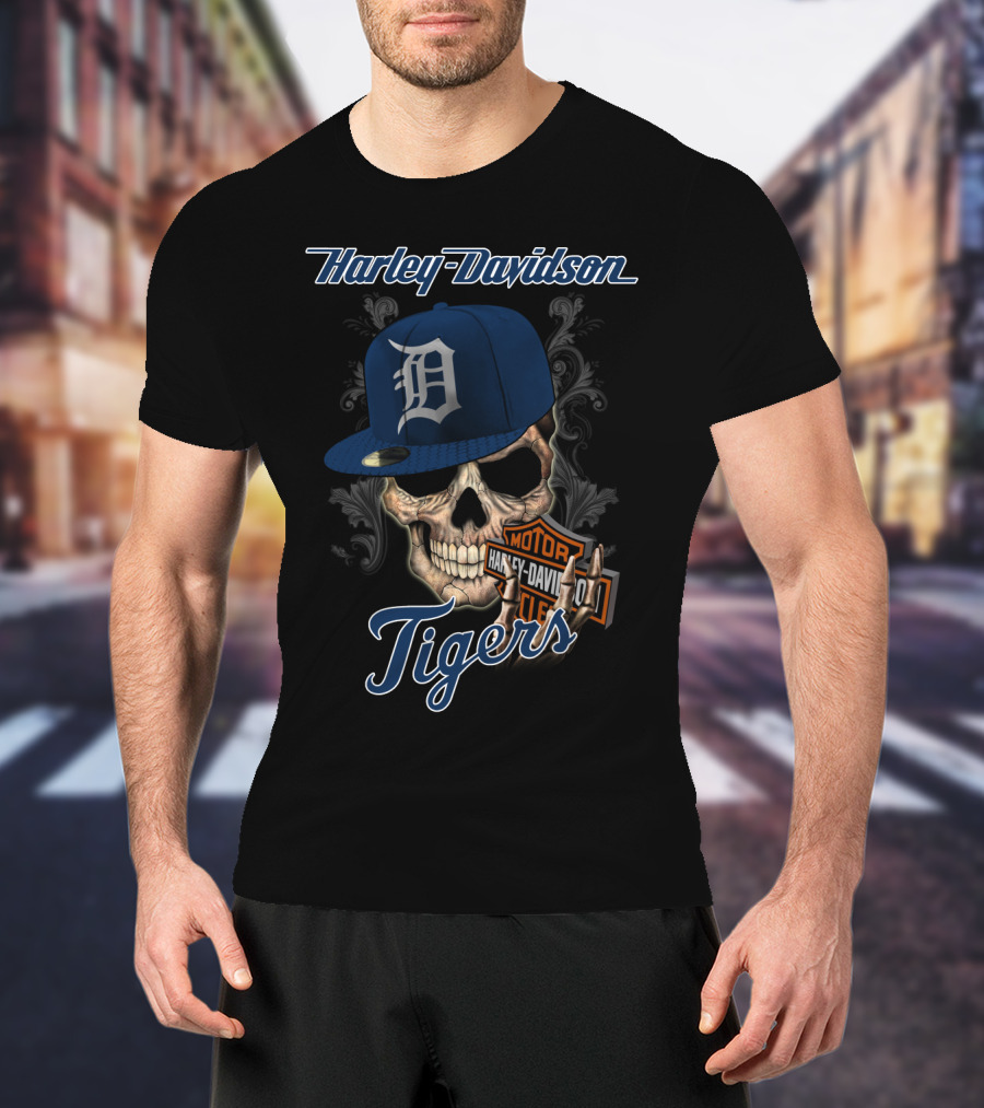 Harley Davidson Skull Detroit Tigers T-Shirt