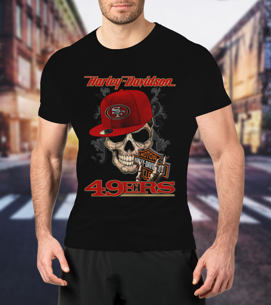 Harley Davidson Sf Skull Cap 49ers T-Shirt
