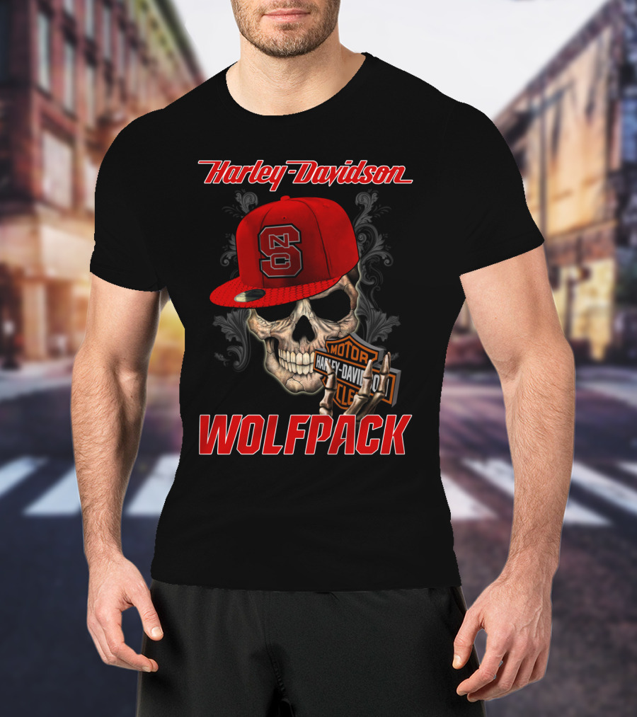 Harley Davidson Skull Nc State Wolfpack Hat T-Shirt