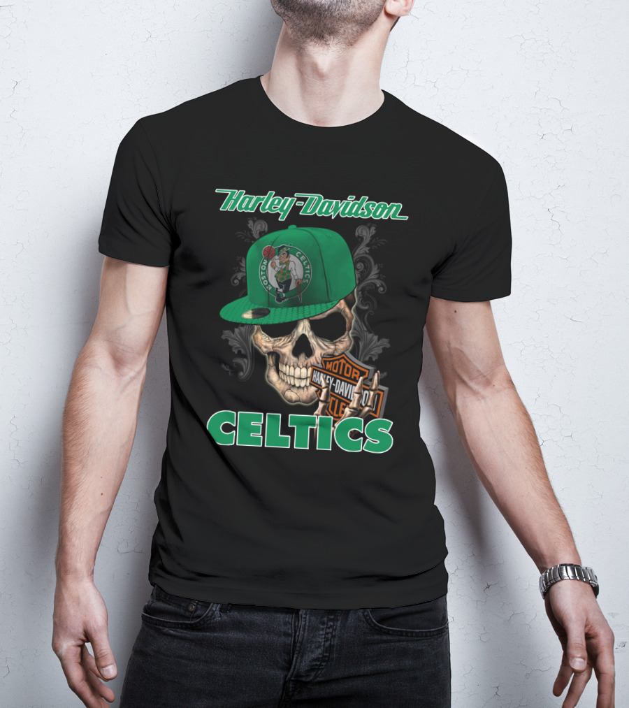 Harley Davidson Boston Celtics Skull Nba1 T-Shirt