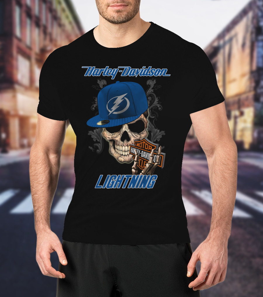 Harley Davidson Lightning Skull Tampa Bay Nhl T-Shirt