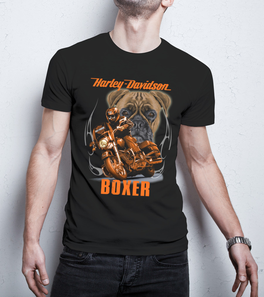 Harley Davidson Boxer Motorcycle Dog Rider T-Shirt