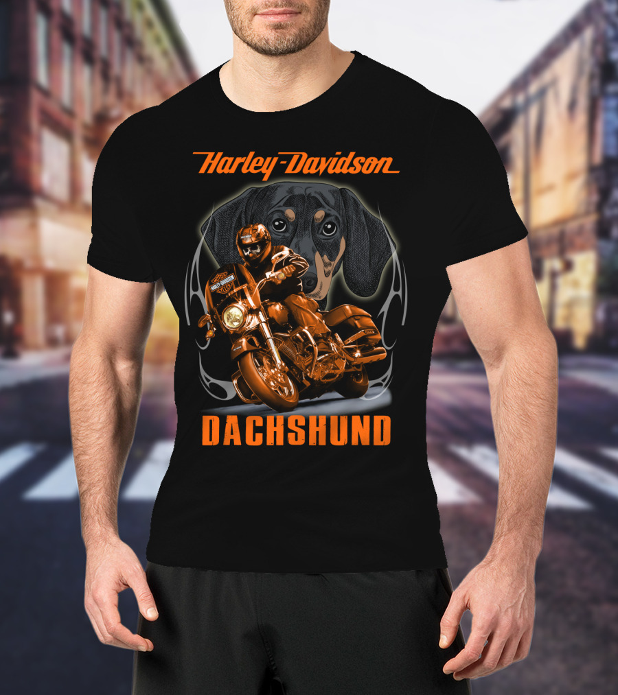 Harley Davidson Dachshund Motorcycle Rider T-Shirt