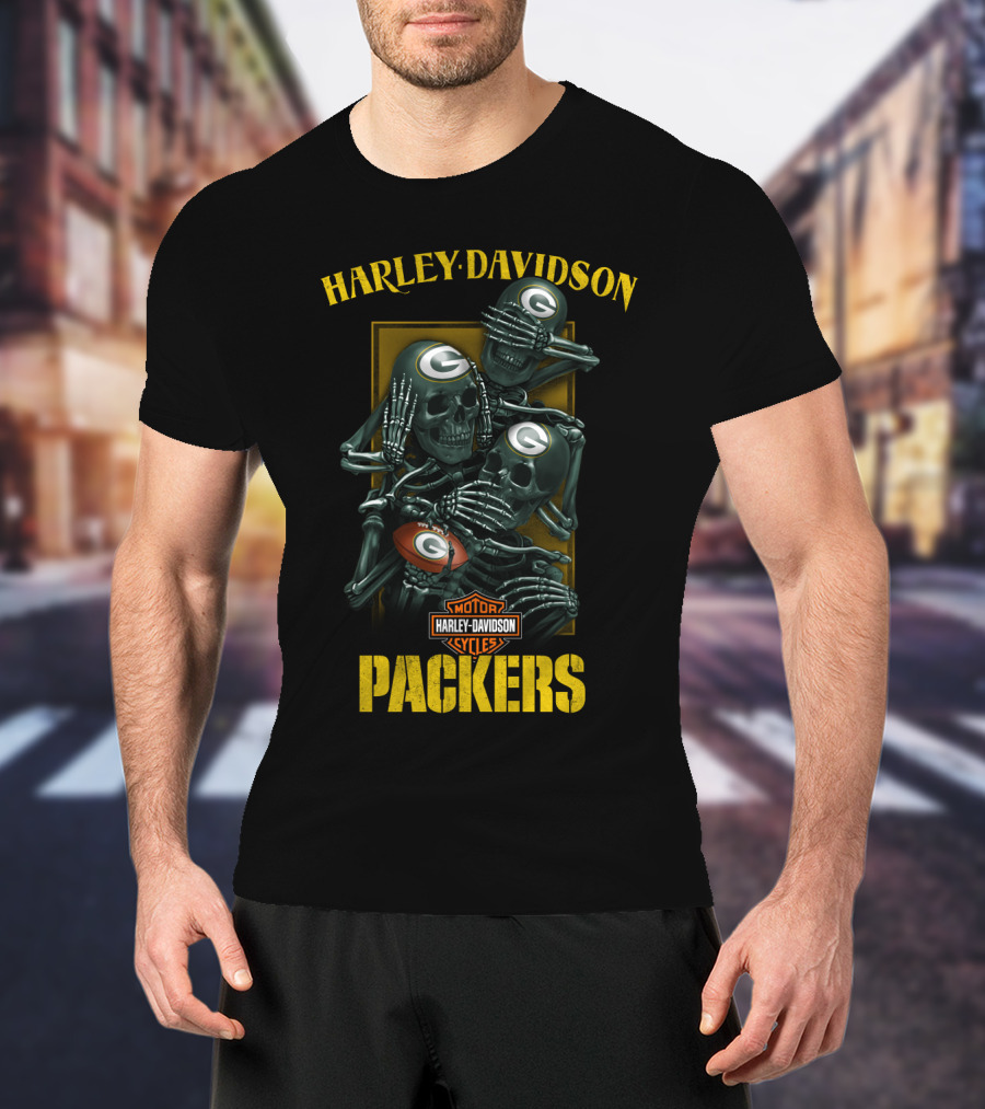 Harley Davidson Motor Cycles Packers Nfl Green Bay Packers T-Shirt