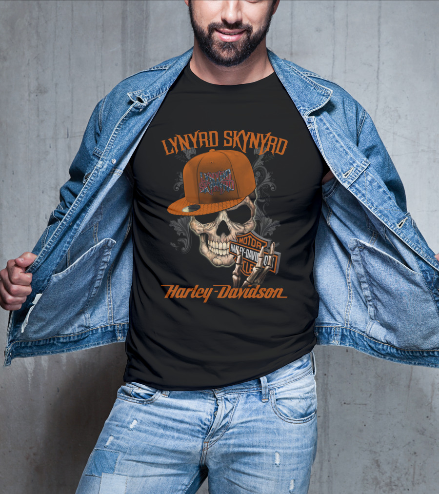 Lynyrd Skynyrd Harley Davidson Skull Cap T-Shirt
