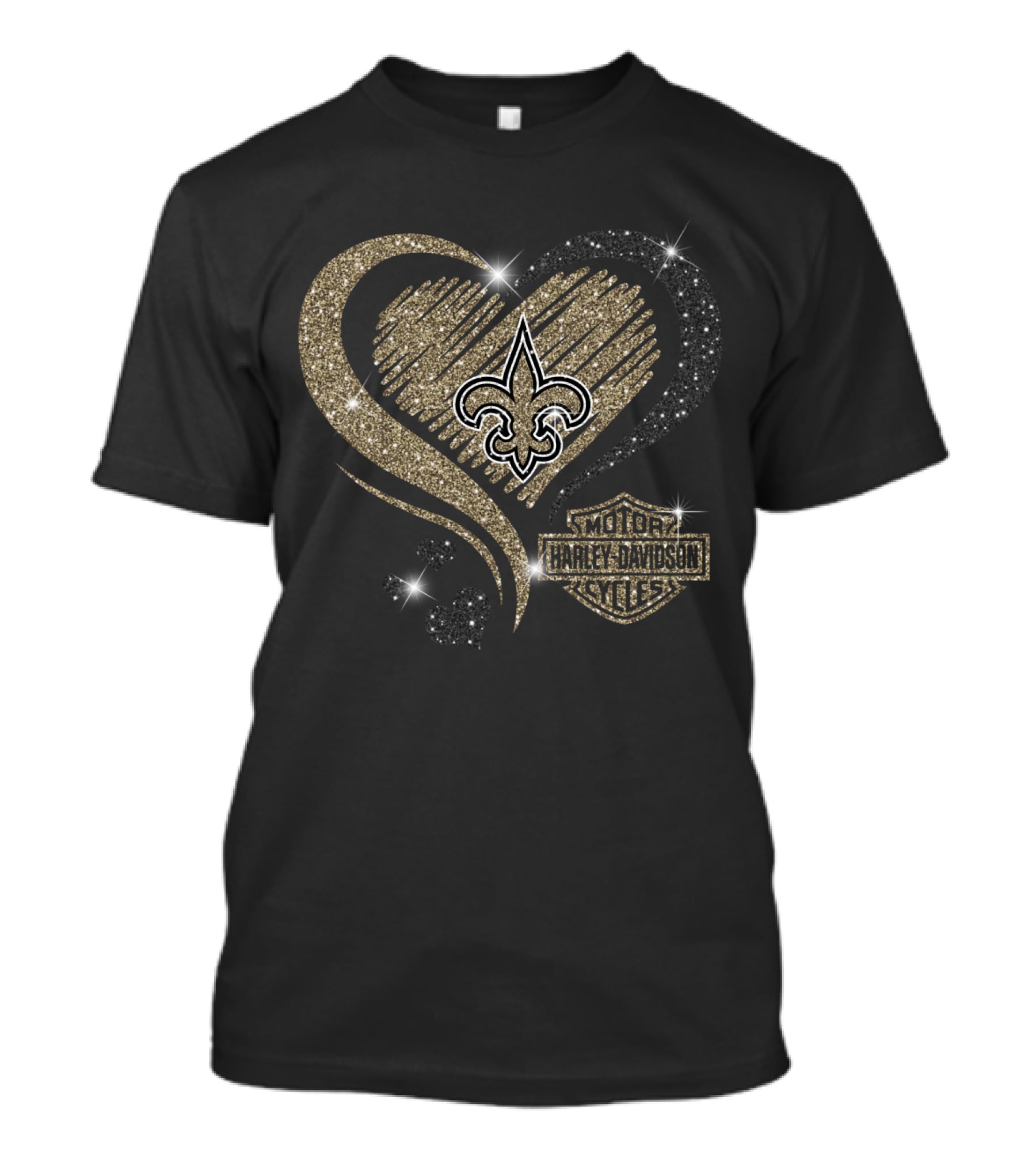 Harley Davidson New Orleans Saints Heart Fleur-De-Lis Motif T-Shirt