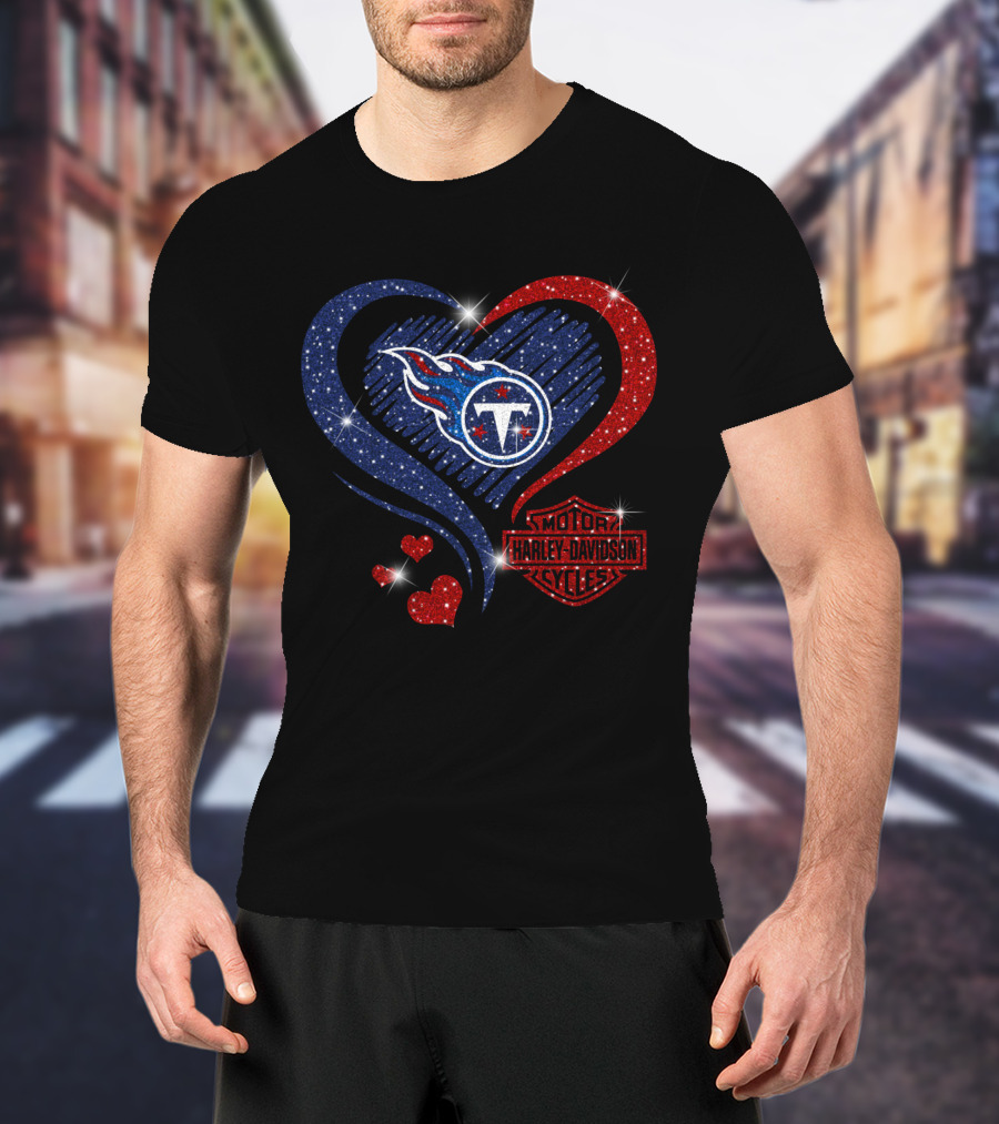 Tennessee Titans Heart Harley Davidson Styles T-Shirt