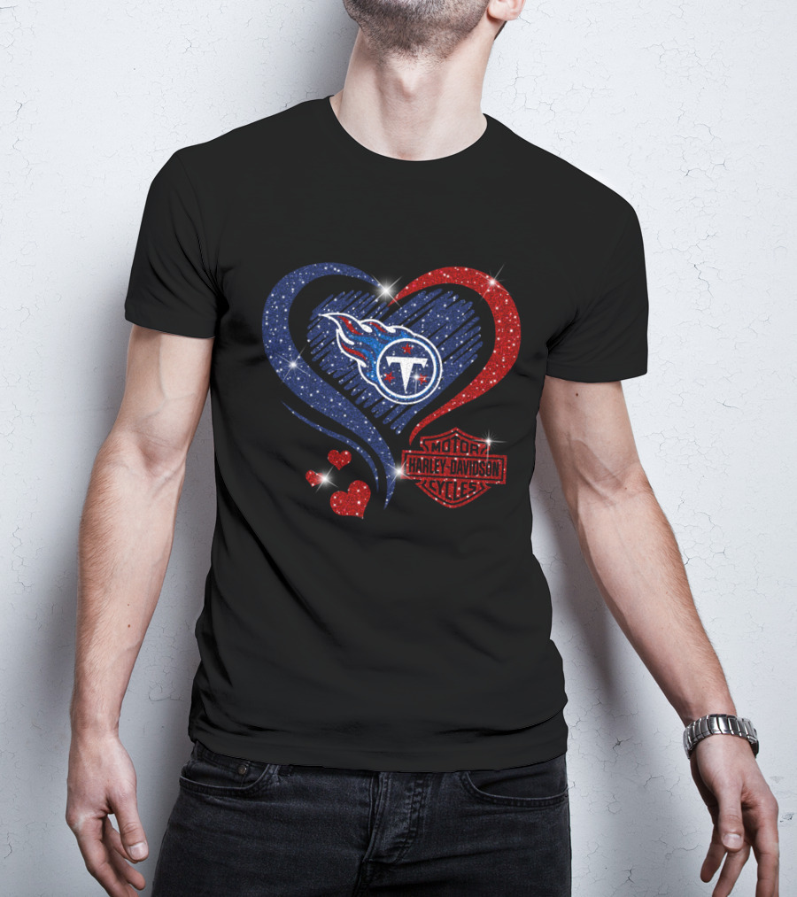 Tennessee Titans Heart Harley Davidson Styles T-Shirt
