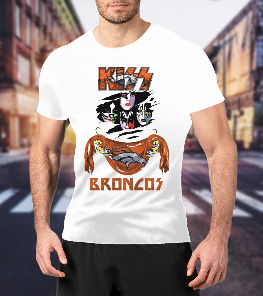 KISS Denver Broncos NFL Rock Band Crossover T-Shirt