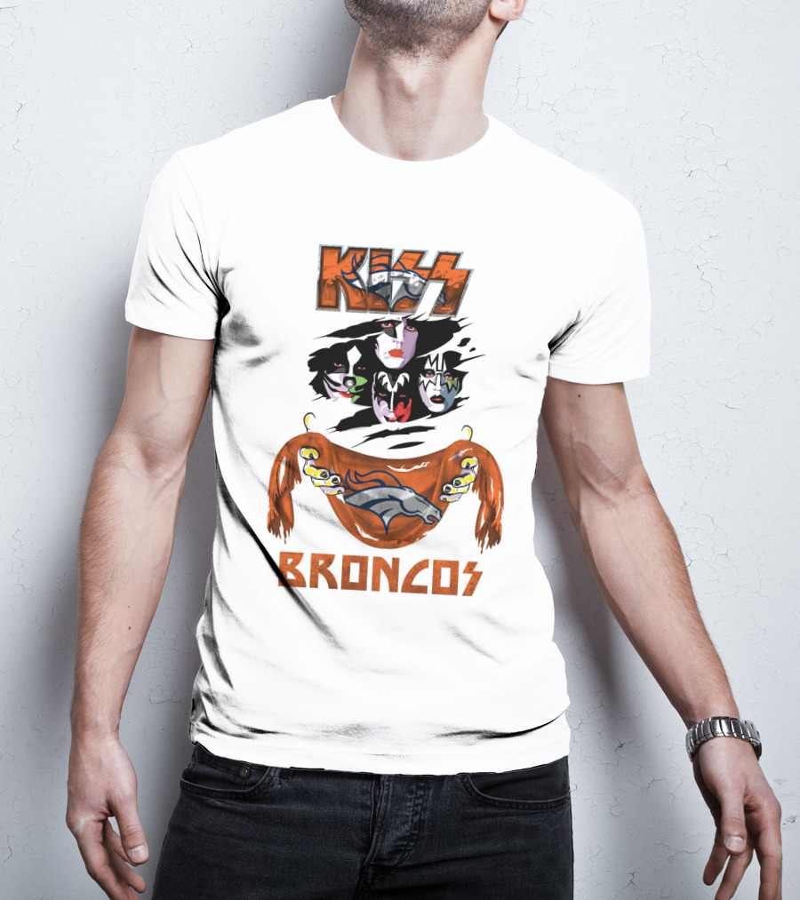 KISS Denver Broncos NFL Rock Band Crossover T-Shirt