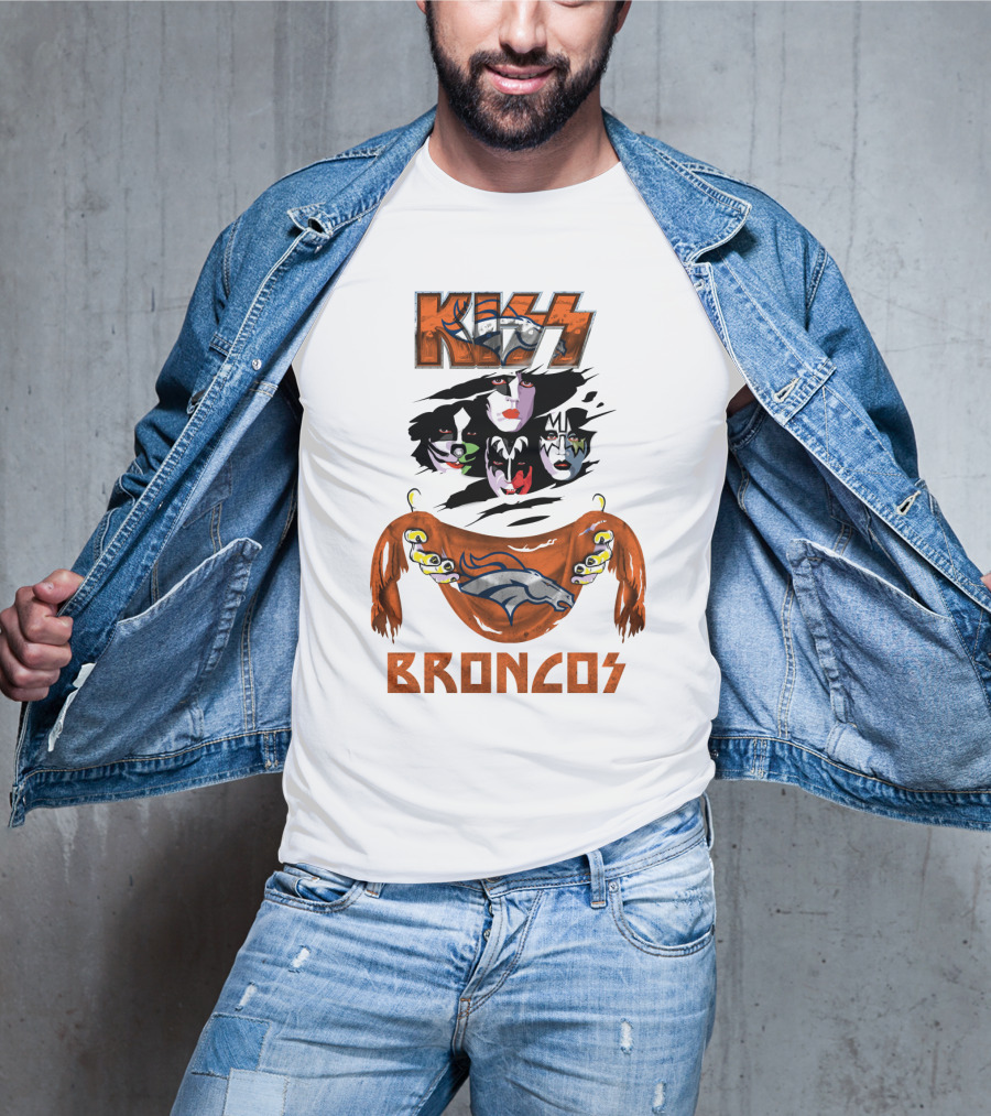 KISS Denver Broncos NFL Rock Band Crossover T-Shirt