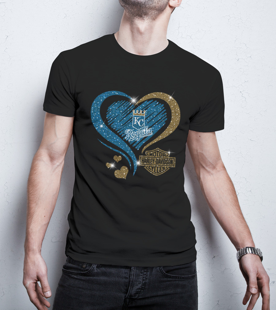 Kc Royals Harley Davidson Heart Sparkle T-Shirt