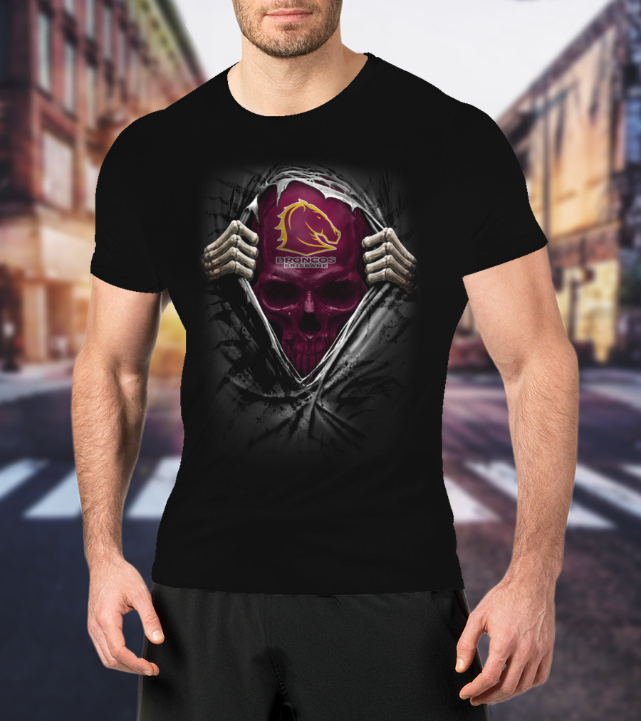 NRL Brisbane Broncos Skull T-Shirt