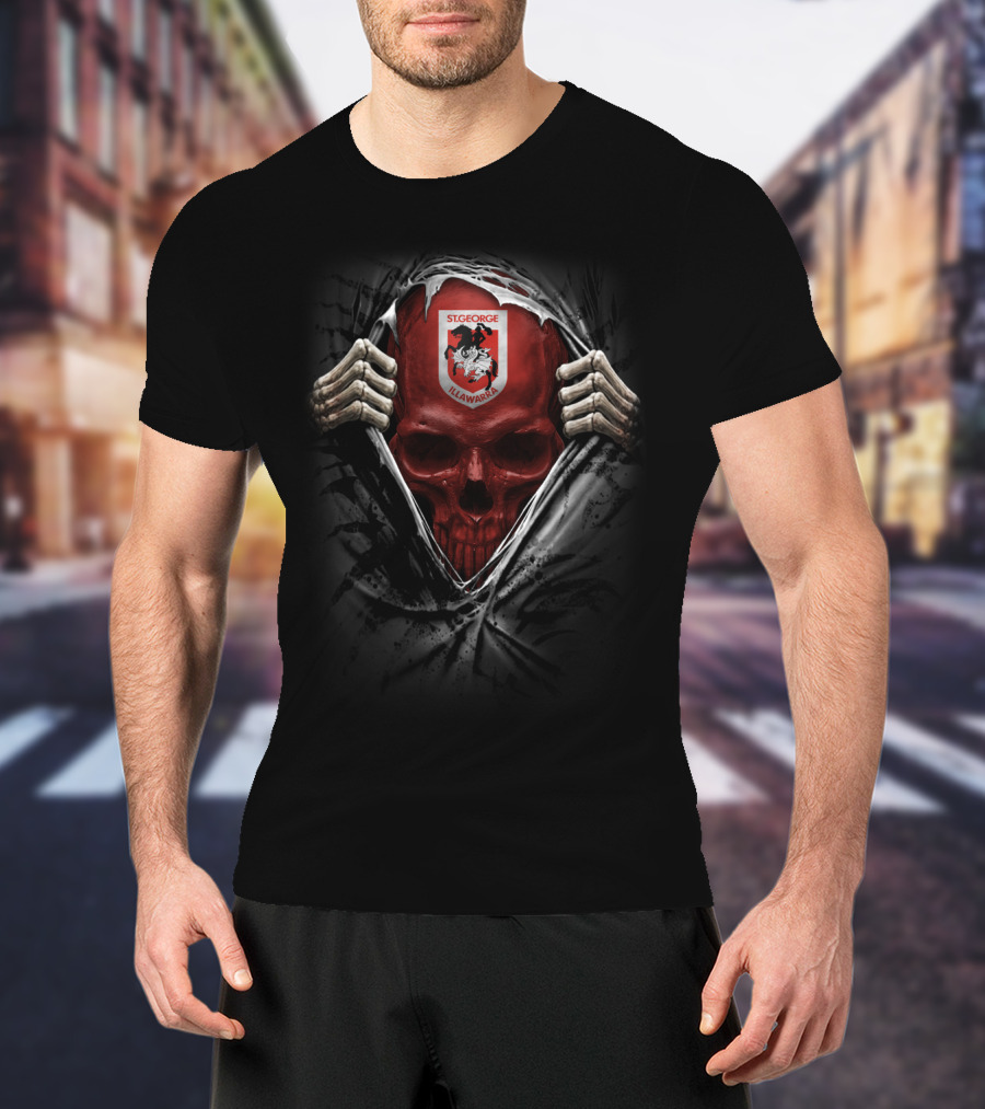 XA NRL St George Illawarra Dragons Skull T-Shirt