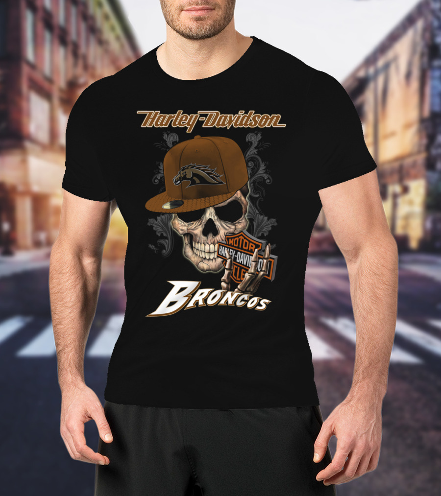 Harley Davidson Western Michigan Broncos Skull T-Shirt