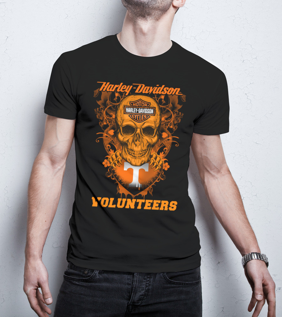 Harley Davidson Tennessee Volunteers Skull Art T-Shirt