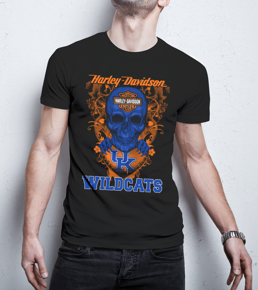 Harley Davidson Kentucky Wildcats Skull Motorcycle Cycles T-Shirt