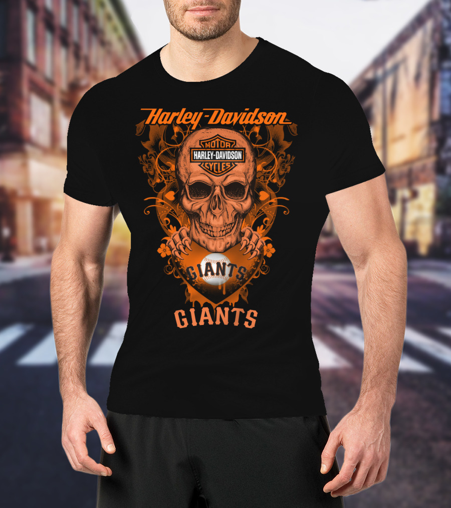 Harley Davidson Motor Cycles Giants Baseball San Francisco T-Shirt