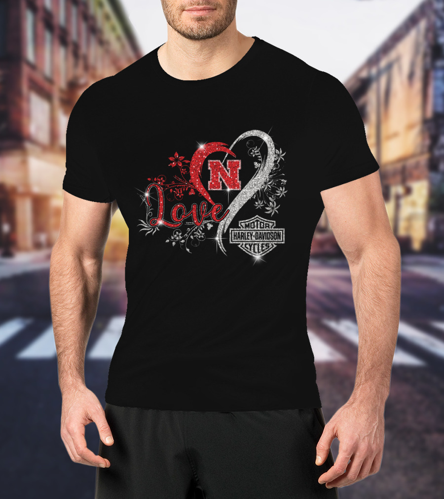 Love Nebraska Cornhuskers Harley Davidson Cycles T-Shirt