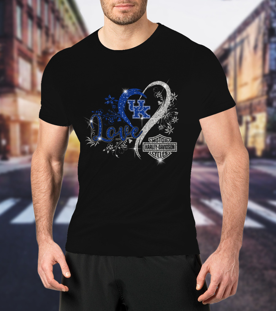 Love Uk Kentucky Wildcats Harley Davidson Motor Cycles T-Shirt