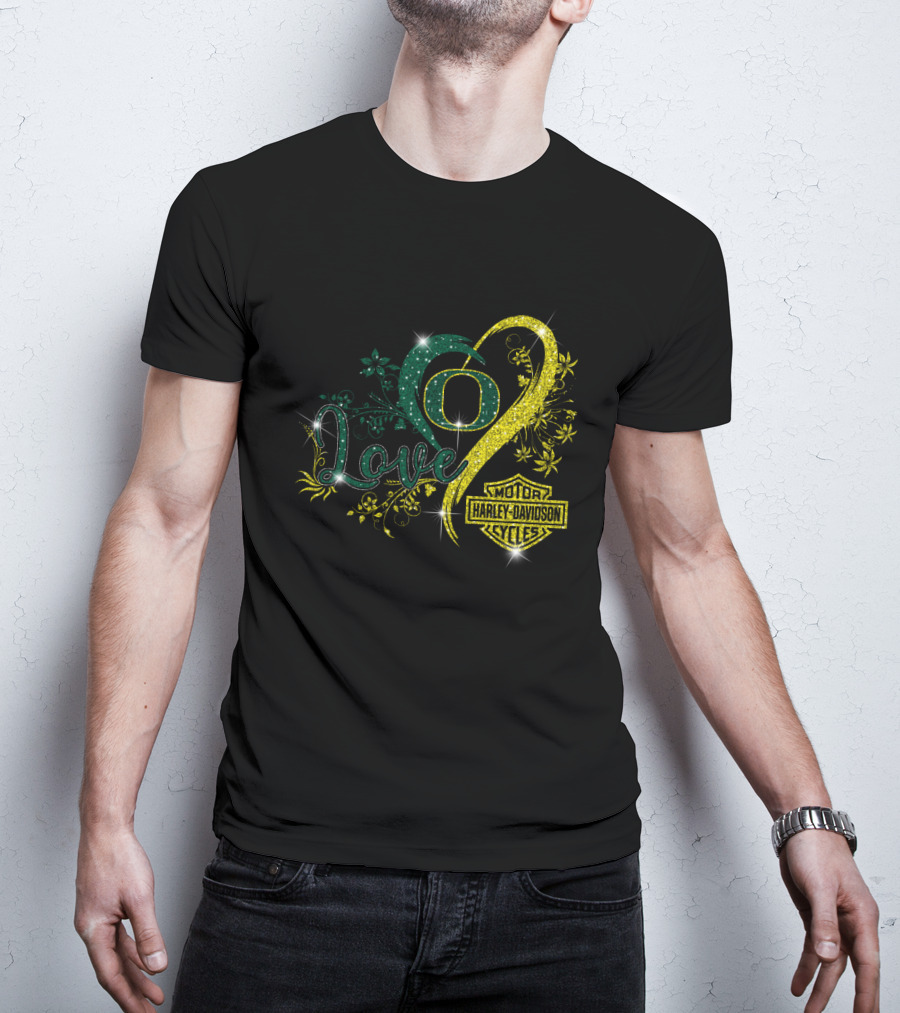 Love Oregon Ducks Harley Davidson Motor Cycles T-Shirt