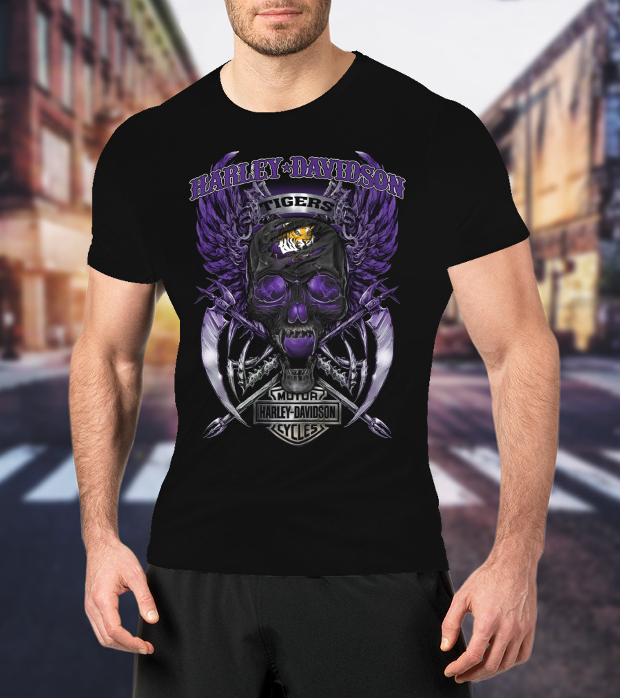Harley Davidson Tigers Motor Cycles Lsu T-Shirt