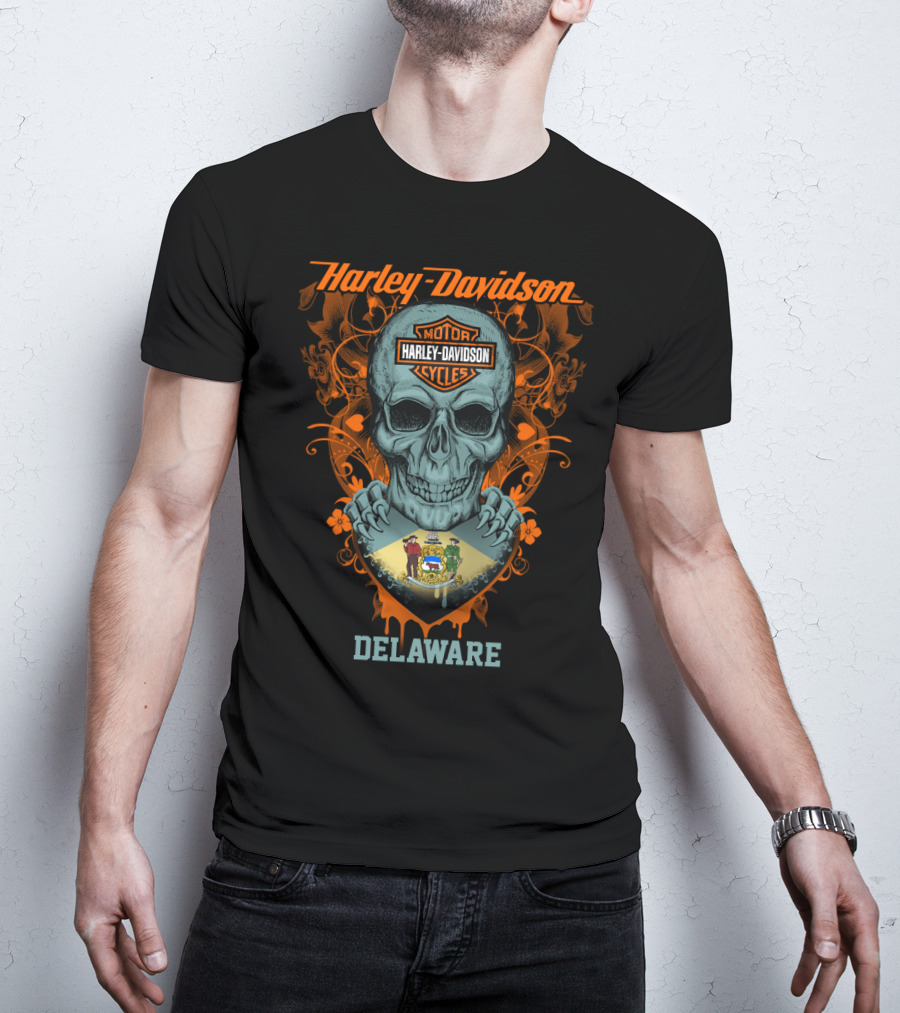 Harley Davidson Motor Cycles Skull Delaware T-Shirt