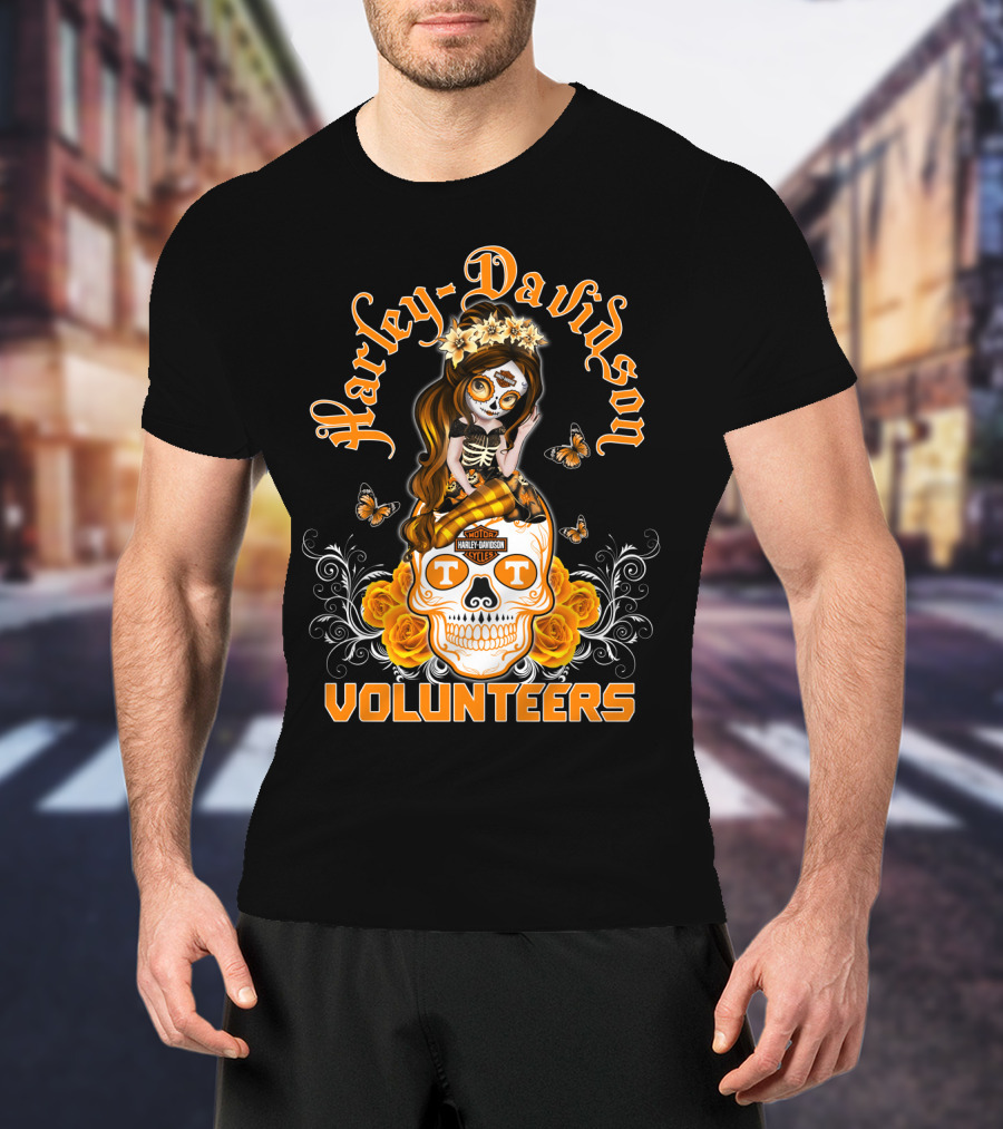Harley Davidson Volunteers Tennessee Butterfly Skull Girl T-Shirt