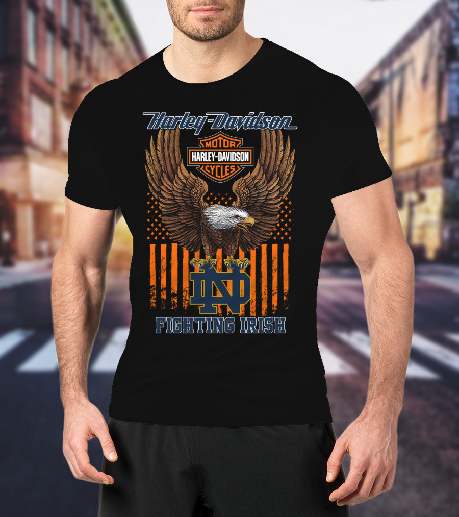 Harley Davidson Notre Dame Fighting Irish Motorcycle Cycles Eagle T-Shirt