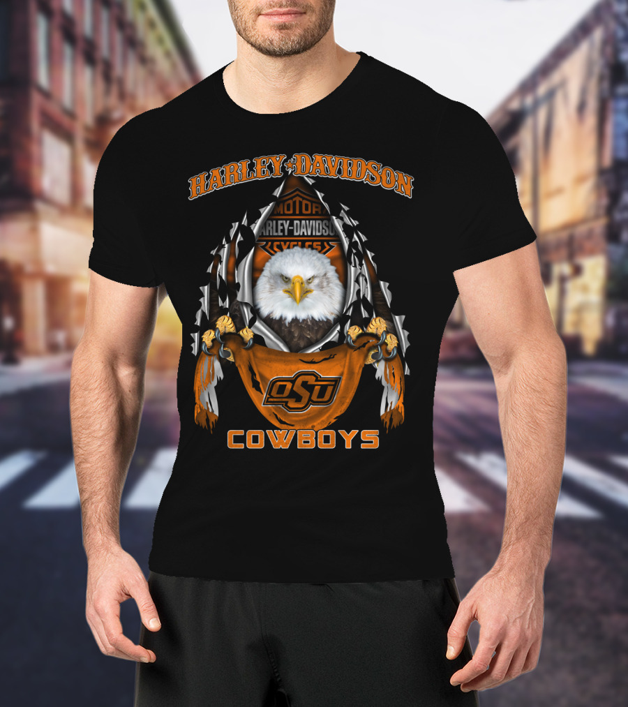 Harley Davidson Osu Cowboys Eagle Motorcycles T-Shirt