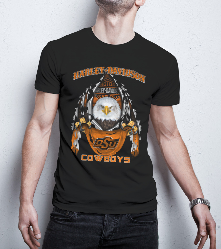 Harley Davidson Osu Cowboys Eagle Motorcycles T-Shirt