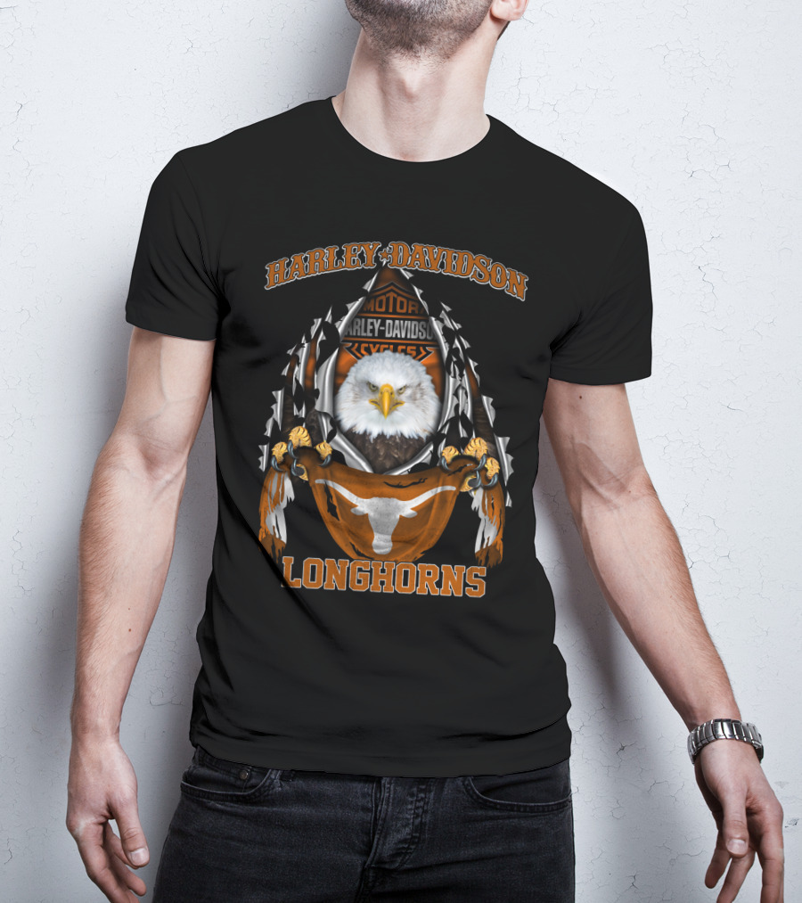 Harley Davidson Motorcycles Longhorns Eagle Texas T-Shirt