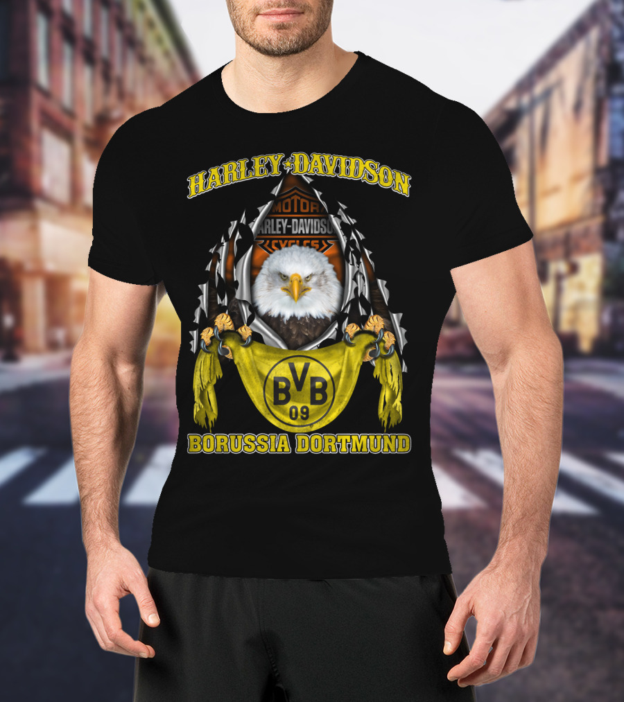 Harley Davidson Bvb 09 Borussia Dortmund Eagle Motor Cycles T-Shirt
