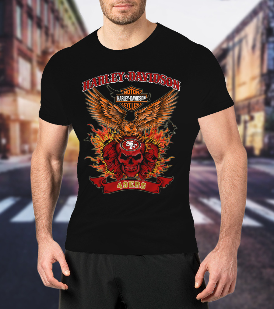 Harley Davidson Motor Cycles 49ers Nfl San Francisco 49ers T-Shirt
