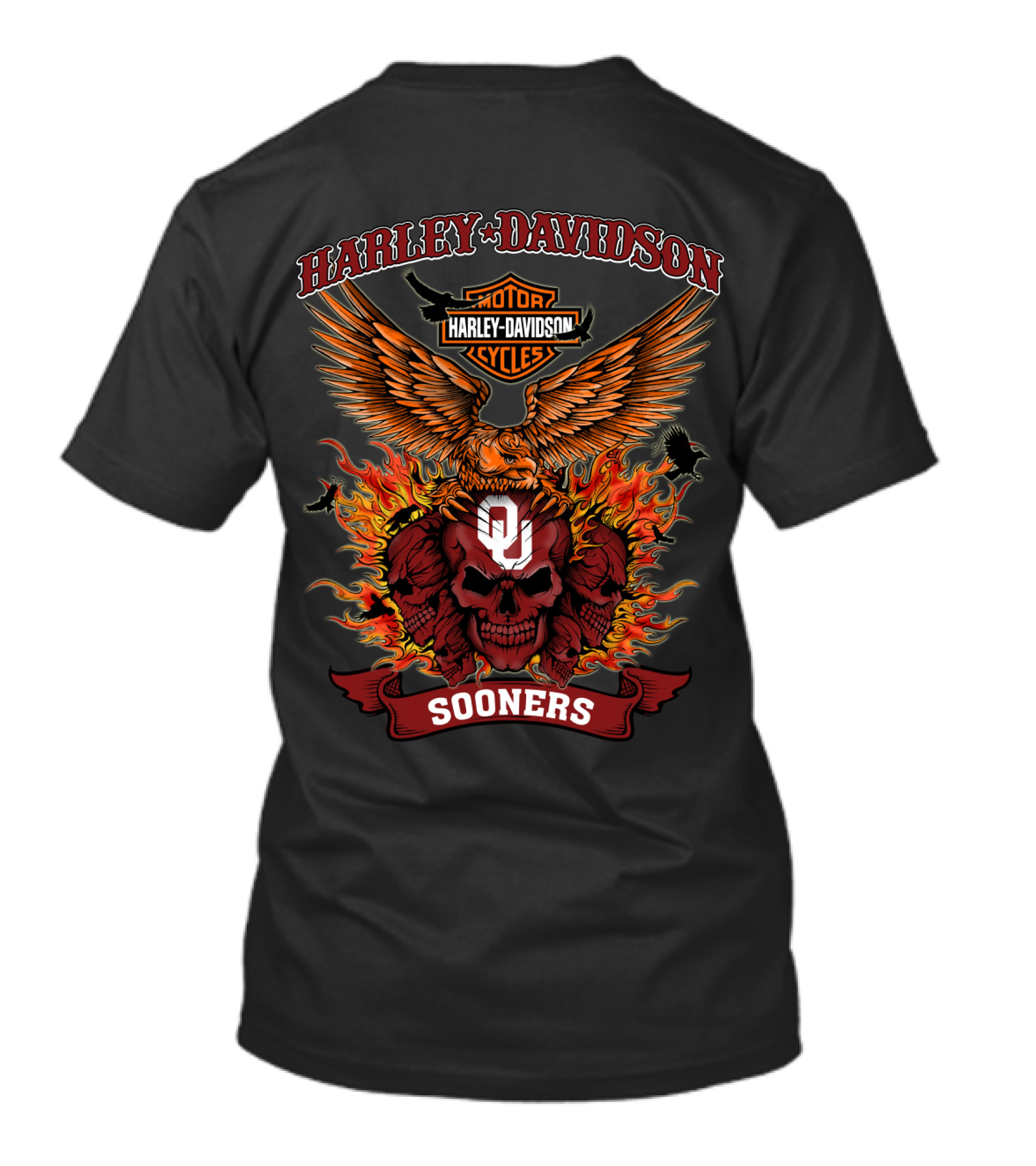 Harley Davidson Motorcycles Oklahoma Sooners Ou Skull Flame T-Shirt